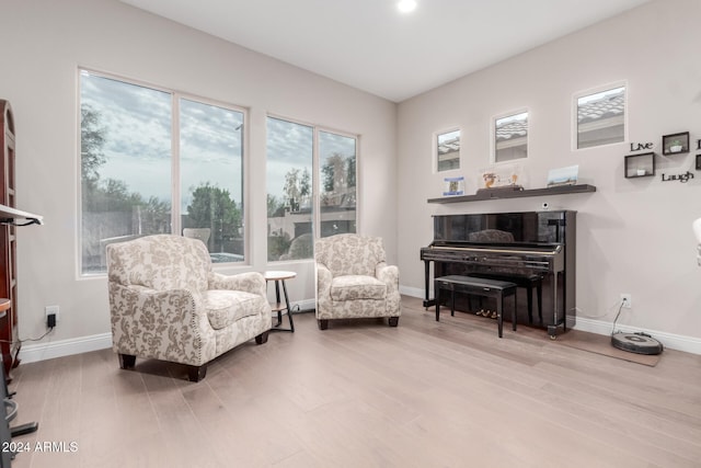 living area with wood-type flooring