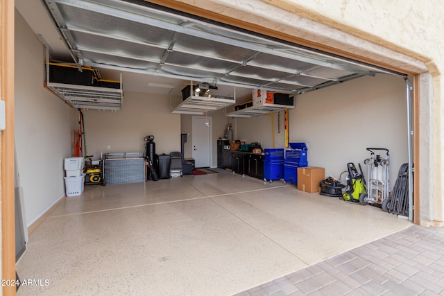 garage with a garage door opener