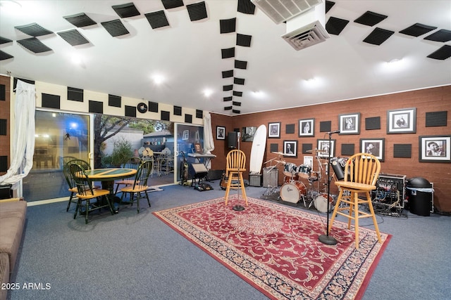 interior space featuring carpet and visible vents