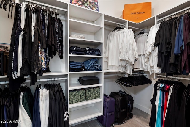 spacious closet with wood finished floors