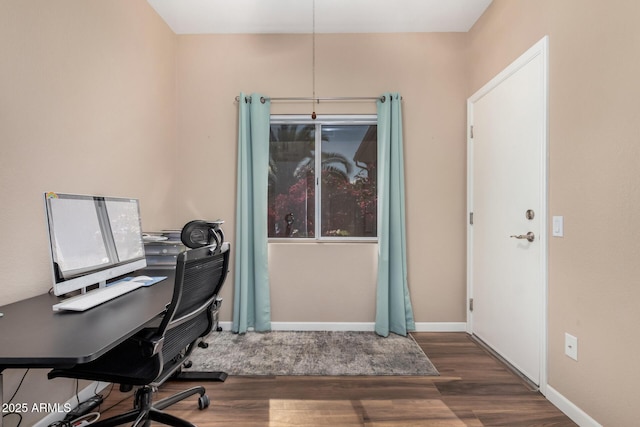 office area featuring dark hardwood / wood-style flooring