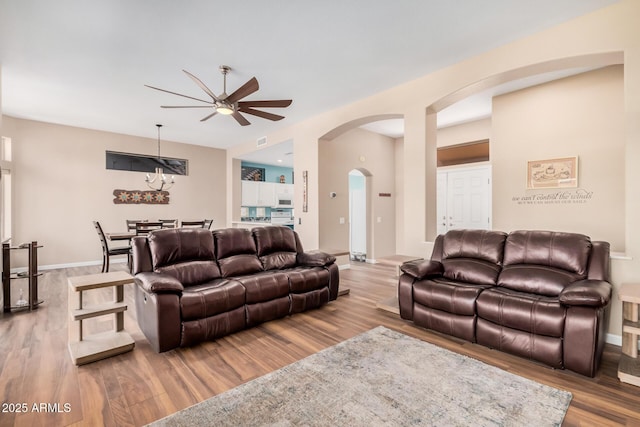 living room featuring light wood-type flooring