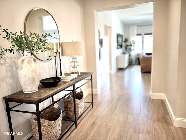 hall featuring light wood-type flooring