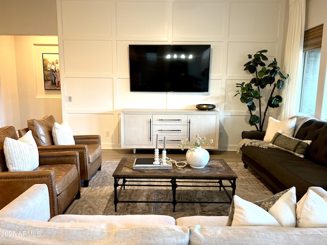 living room with hardwood / wood-style flooring