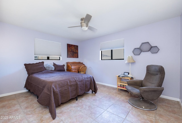 bedroom featuring ceiling fan