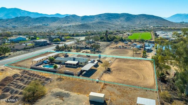 bird's eye view with a mountain view