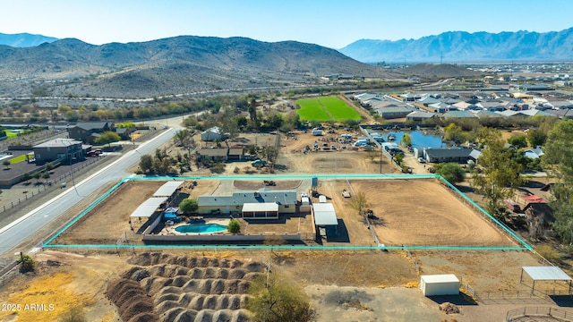 drone / aerial view with a mountain view