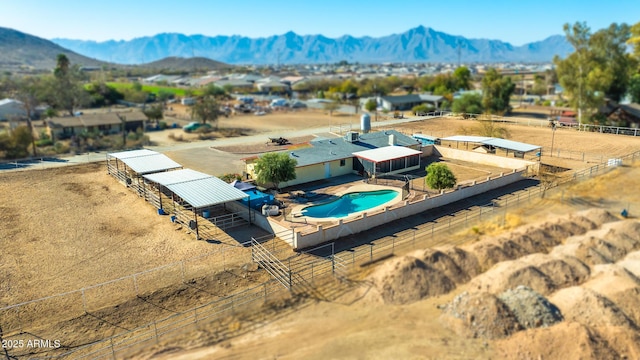 aerial view with a mountain view