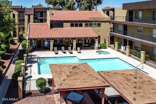 view of swimming pool with a patio area