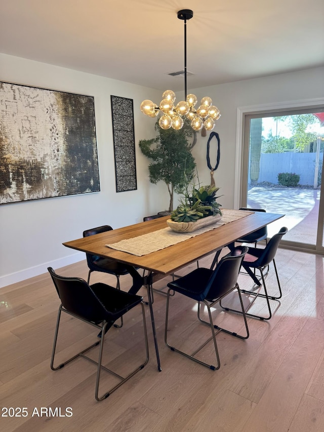 13601 N 50th Pl, Scottsdale, AZ 85254 - dining space featuring a chandelier, light wood-style flooring, and baseboards
