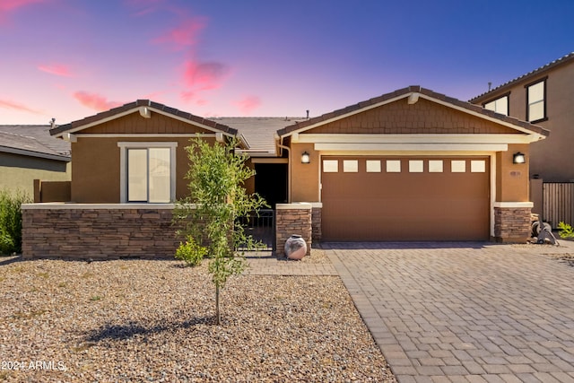 view of front of house with a garage