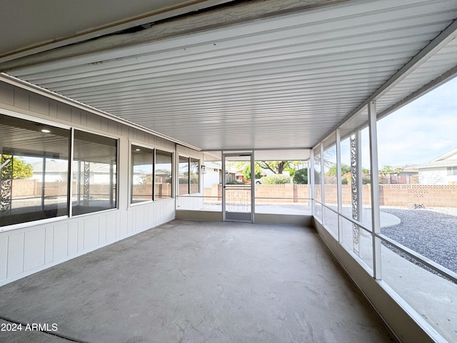 view of unfurnished sunroom