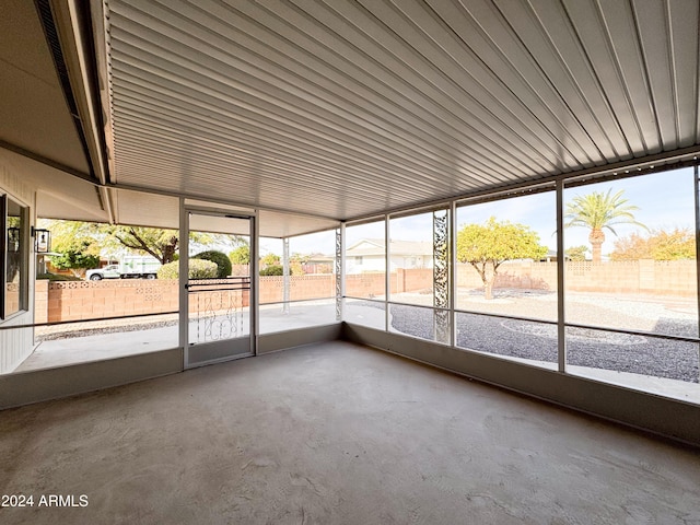 view of unfurnished sunroom