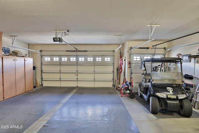 garage with a garage door opener