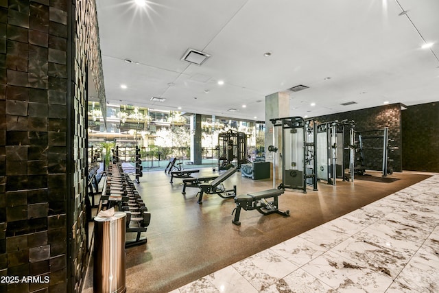 gym featuring expansive windows