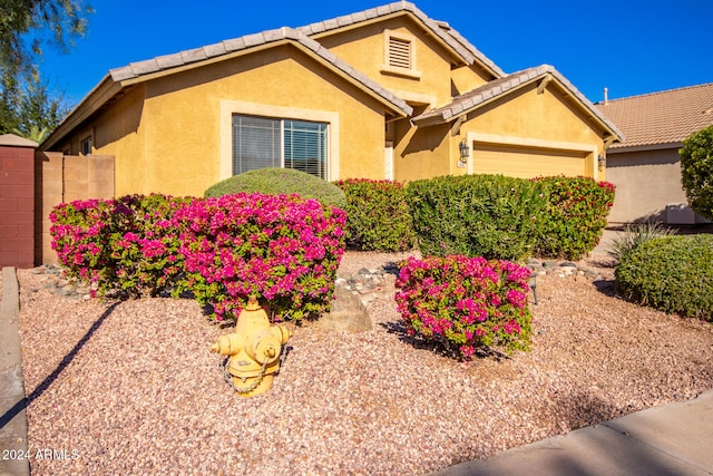 view of front of property with a garage