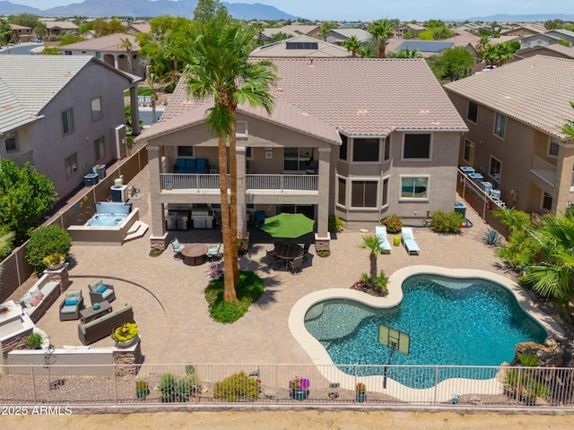 21841 N Ingram Ct, Maricopa, AZ 85138 - view of swimming pool with a mountain view, a patio, and a residential view