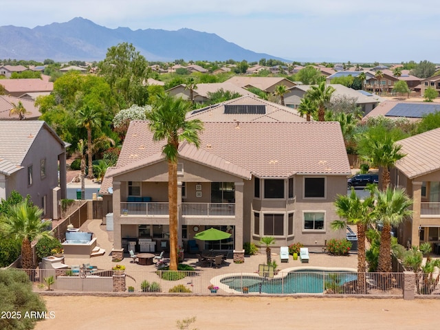 21841 N Ingram Ct, Maricopa, AZ 85138 - swimming pool with a patio, a residential view, and a mountain view