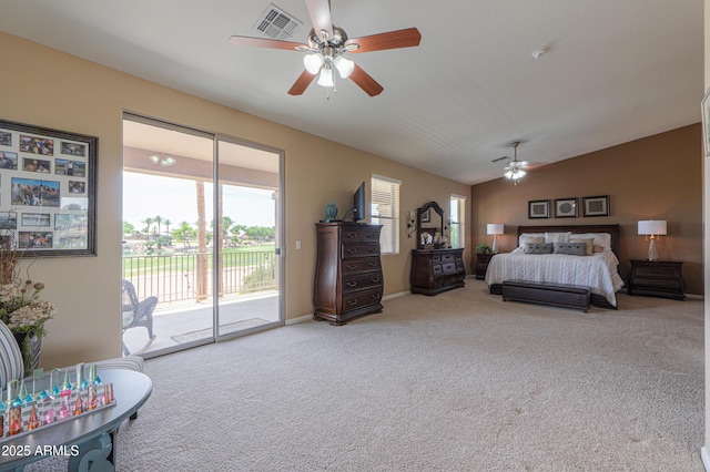 21841 N Ingram Ct, Maricopa, AZ 85138 - bedroom featuring access to exterior, carpet flooring, ceiling fan, and baseboards