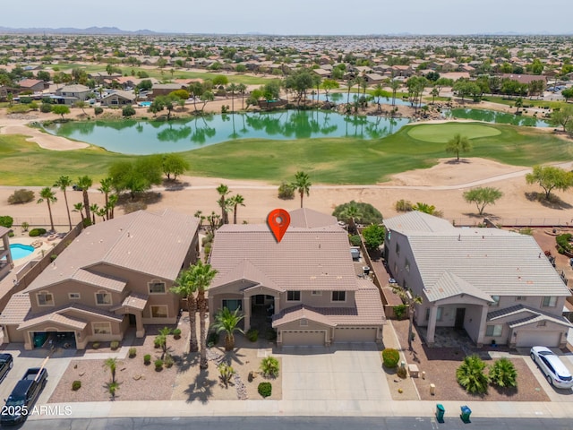 21841 N Ingram Ct, Maricopa, AZ 85138 - aerial view of residential area with a water and mountain view and a golf club