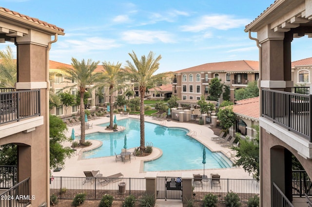 view of pool with a patio