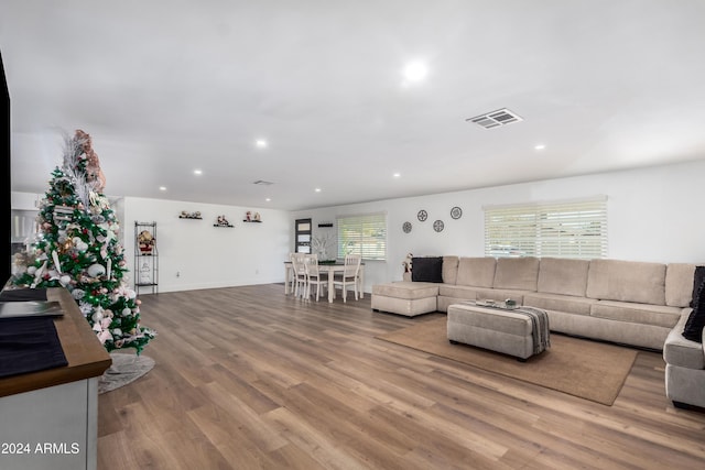 living room with light wood-type flooring