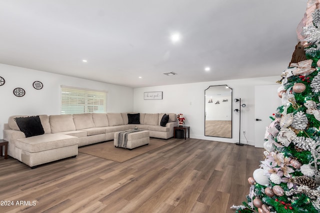 living room with hardwood / wood-style floors