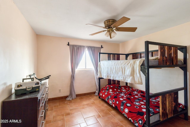 bedroom featuring ceiling fan