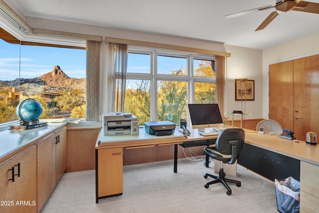 office area featuring ceiling fan