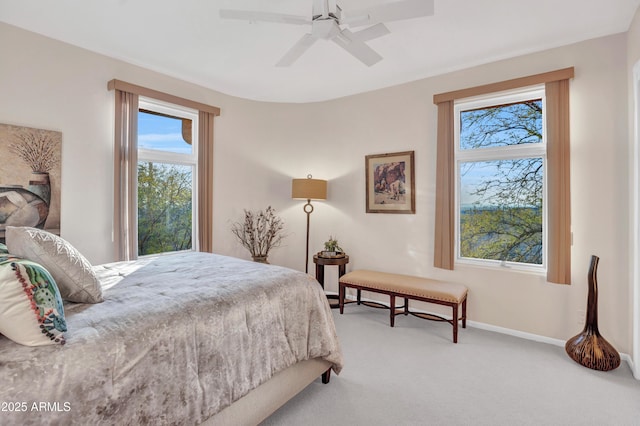 bedroom with carpet and ceiling fan