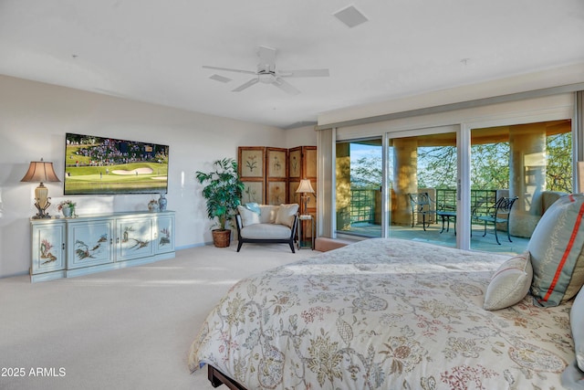 bedroom with access to exterior and carpet flooring