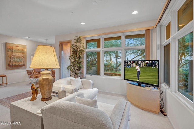 living area with carpet floors