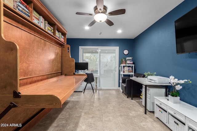 home office with ceiling fan