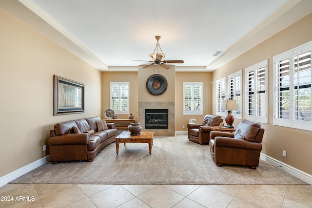 4126 S Last Chance Trl, Gold Canyon, AZ 85118 - living room with baseboards, ceiling fan, healthy amount of natural light, and light tile patterned flooring