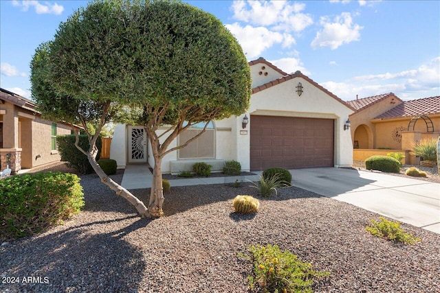 view of front of property with a garage