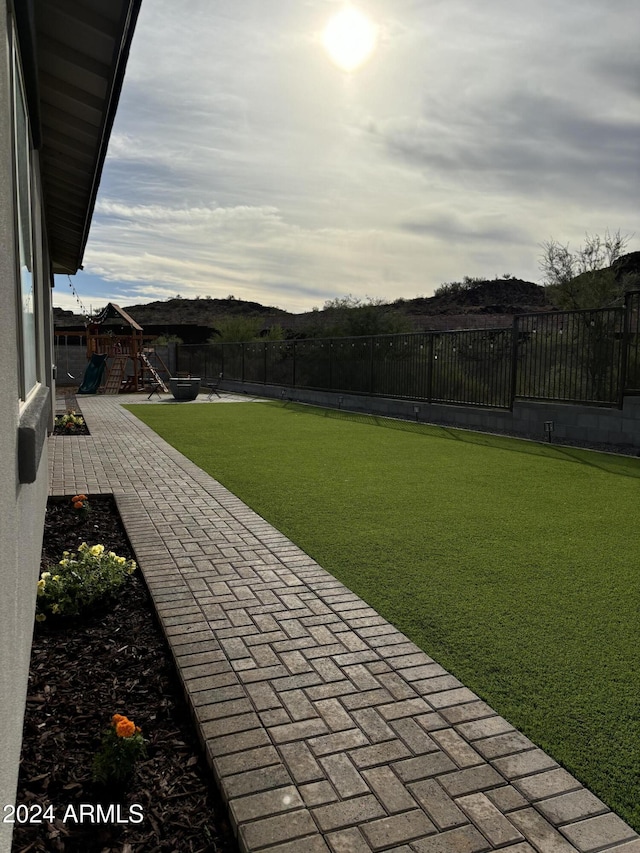 view of yard featuring a playground