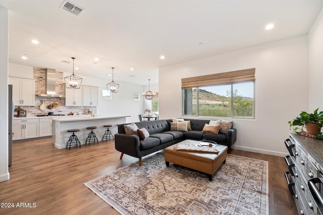 living room with hardwood / wood-style flooring