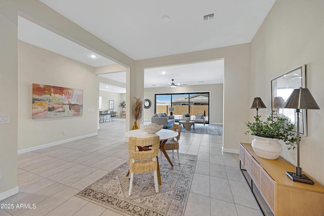 8027 W Northview Ave, Glendale, AZ 85303 - dining area with ceiling fan, light tile patterned floors, and recessed lighting