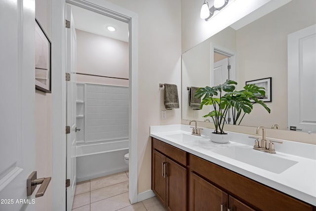 8027 W Northview Ave, Glendale, AZ 85303 - bathroom with double vanity, tile patterned flooring, and shower / bath combination