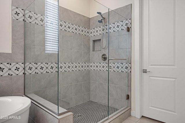 8027 W Northview Ave, Glendale, AZ 85303 - bathroom featuring a stall shower, tile patterned floors, and a bath
