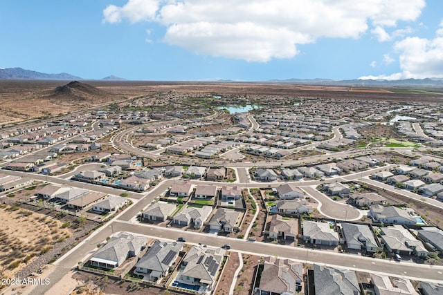 bird's eye view with a mountain view