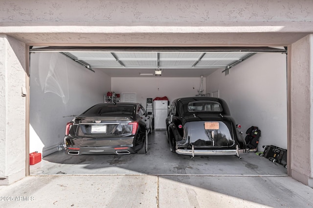 garage with a garage door opener