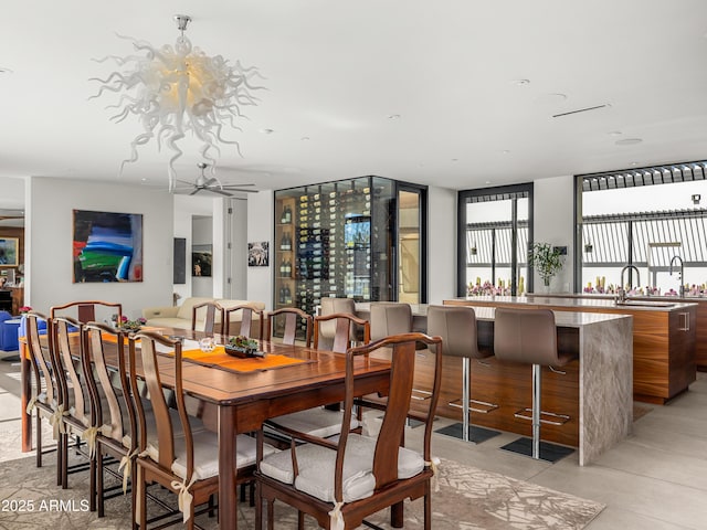 dining room with bar area