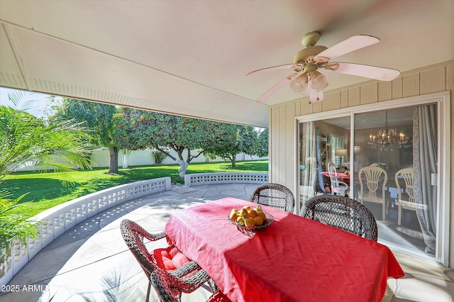 view of patio with ceiling fan