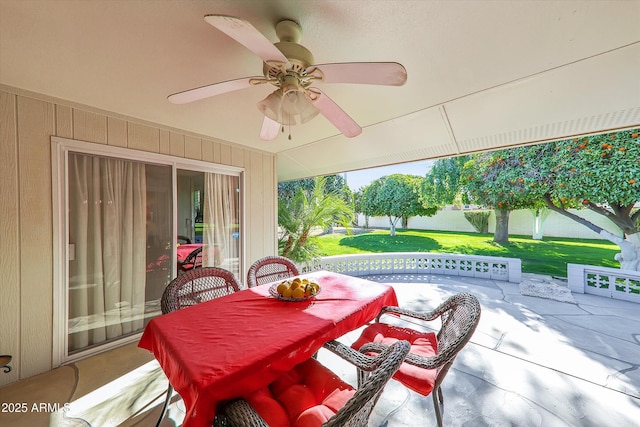 view of patio with ceiling fan