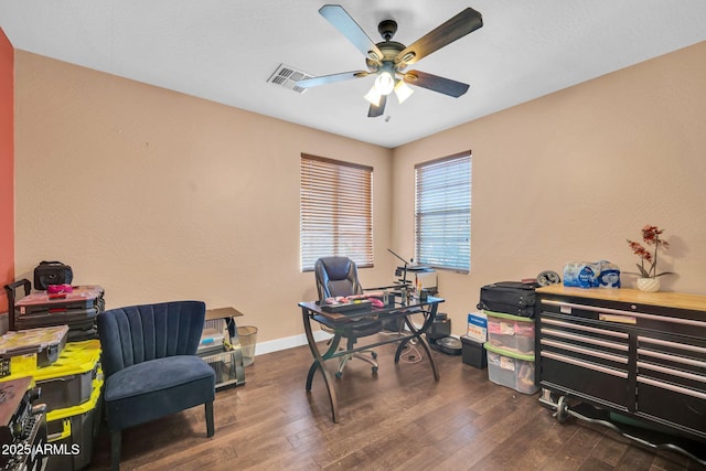 4408 W Summerside Rd, Laveen, AZ 85339 - office space with ceiling fan and dark wood finished floors