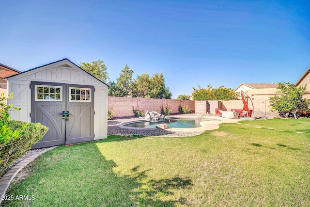 4408 W Summerside Rd, Laveen, AZ 85339 - fenced backyard with a storage unit
