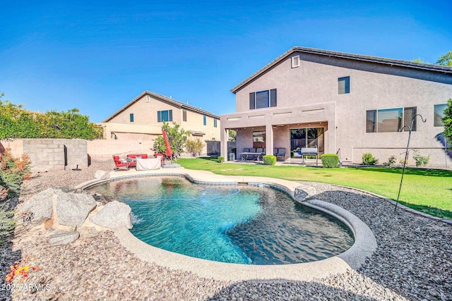 4408 W Summerside Rd, Laveen, AZ 85339 - view of pool with a patio, a fenced backyard, and an outdoor living space