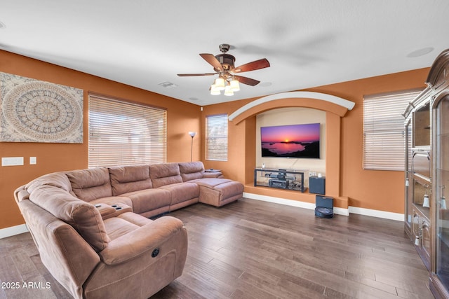 4408 W Summerside Rd, Laveen, AZ 85339 - living room with a ceiling fan and dark wood finished floors