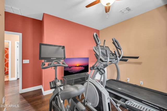 4408 W Summerside Rd, Laveen, AZ 85339 - exercise room featuring wood finished floors and a ceiling fan